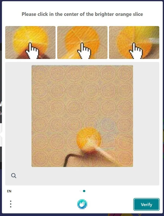 click the center of the brighter orange slice. there is one slice